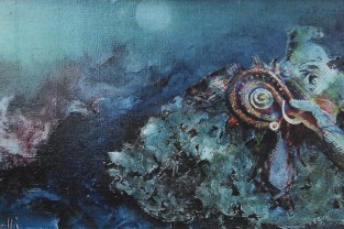 composizione, tecnica mista, 40x20, 1980