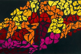 legno lunare, farfalle, 2017, xilografia 44x88